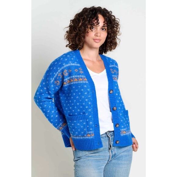 Toad&Co Sweaters - Toad & Co Nordic Cardigan Sweater Womens Medium Toddy Nautical Fair Isle Wool M